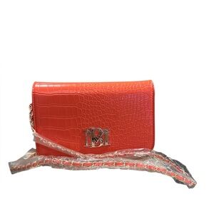BADGLEY MISCHKA Tangerime  CROCO CROSSBODY NWT
